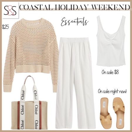 Celebrate the weekend with this open stitched sweater and white linen pants. Dress up with classic sandals and a Chloe bag

#LTKtravel #LTKstyletip #LTKSeasonal