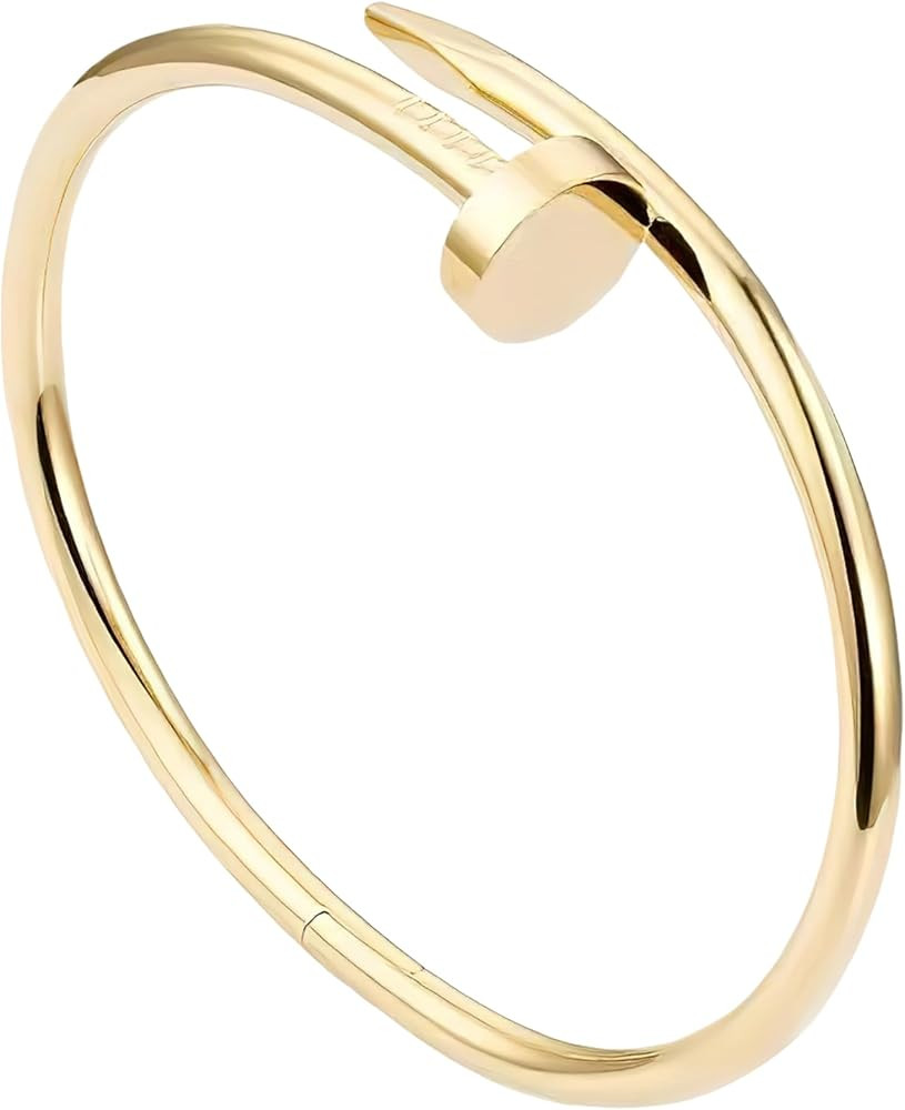 18K Gold Plated Nail Bangle Bracelet Cubic Zirconia Stackable Dupes for Love Trendy Jewelry Daint... | Amazon (US)
