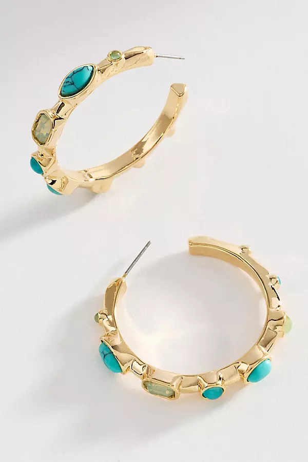 Bezel Stone Hoop Earrings | Anthropologie (US)