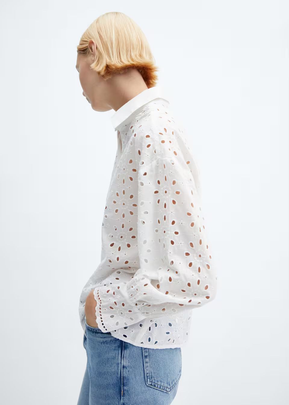 Embroidered cotton shirt | MANGO (US)