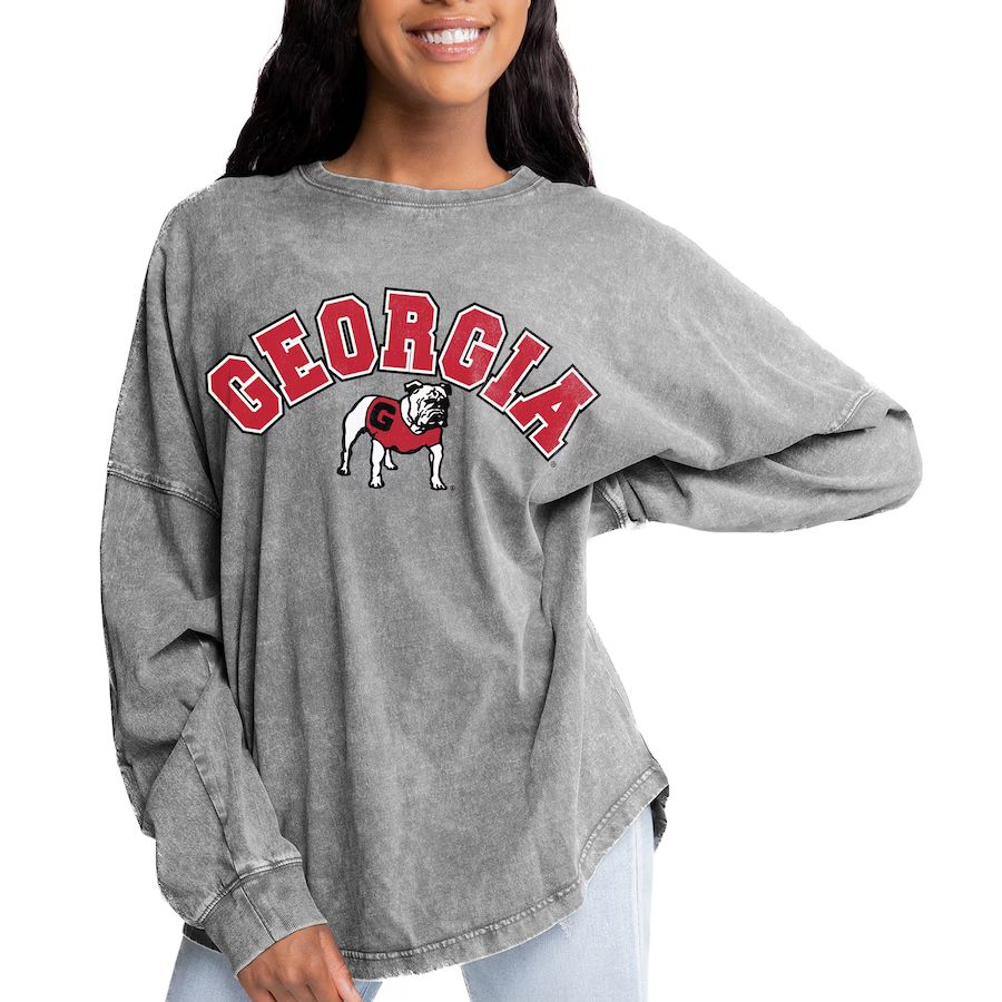 Georgia Bulldogs Gameday Couture Women's Faded Wash Pullover Sweatshirt - Gray | Fanatics