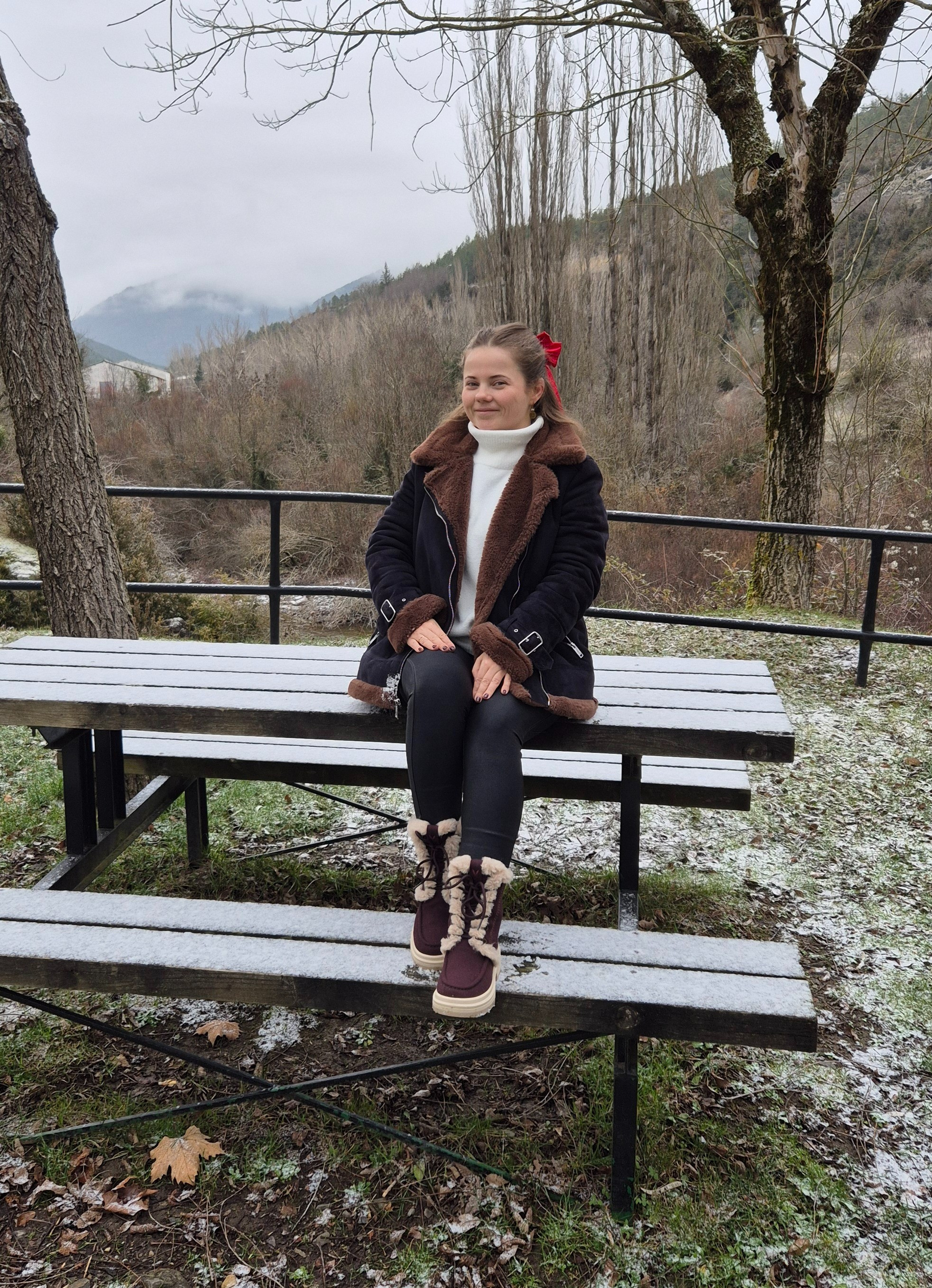 Petite fashion winter outfit with white sweater, leather leggings and winter boots.

#LTKMidsize #LTKPetite
