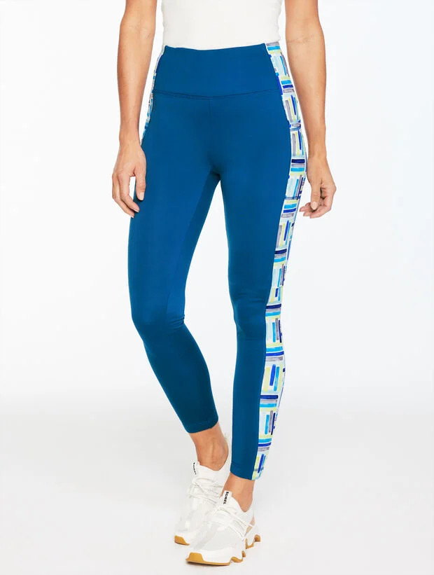 Sport Fleeceback Leggings - Watercolor Geo | Talbots