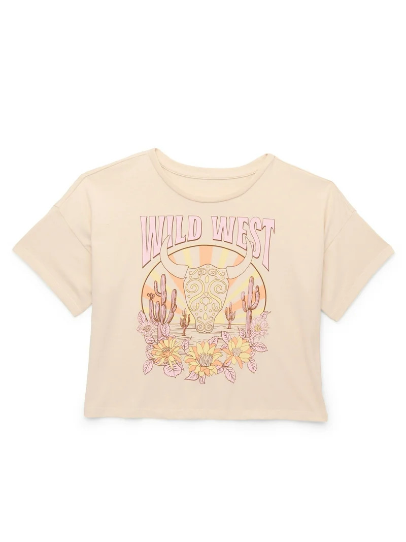 Wonder Nation Girls Wild West Graphic Short Sleeve T-Shirt, Sizes 4-18 | Walmart (US)