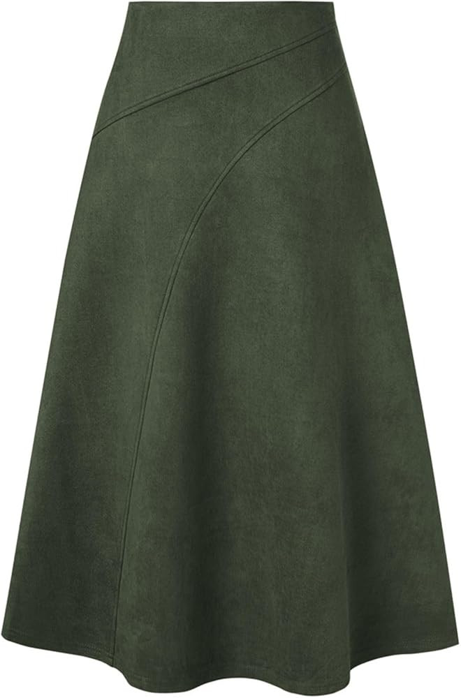 Kate Kasin 2025 Women's Suede Skirts, High Waist A-Line Skirt, Fall Winter Midi Skirt | Amazon (US)