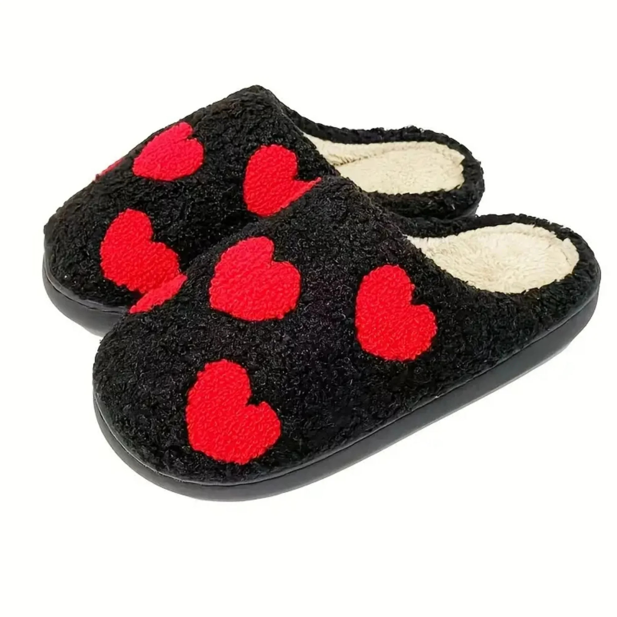 BERANMEY Cute Valentine's Day Slippers for Women Soft Plush Comfy Warm Slip-On Rose Heart Love Co... | Walmart (US)