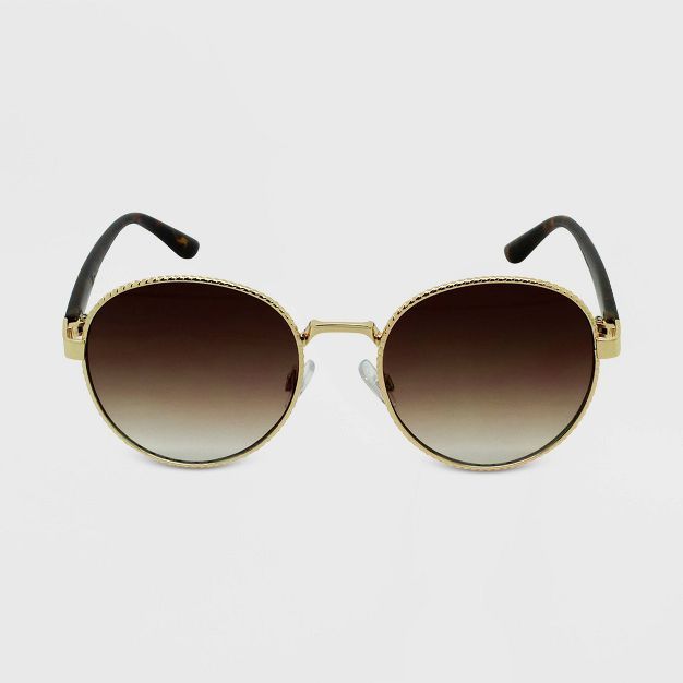 Women's Tortoise Shell Print Round Sunglasses - Wild Fable™ Gold | Target