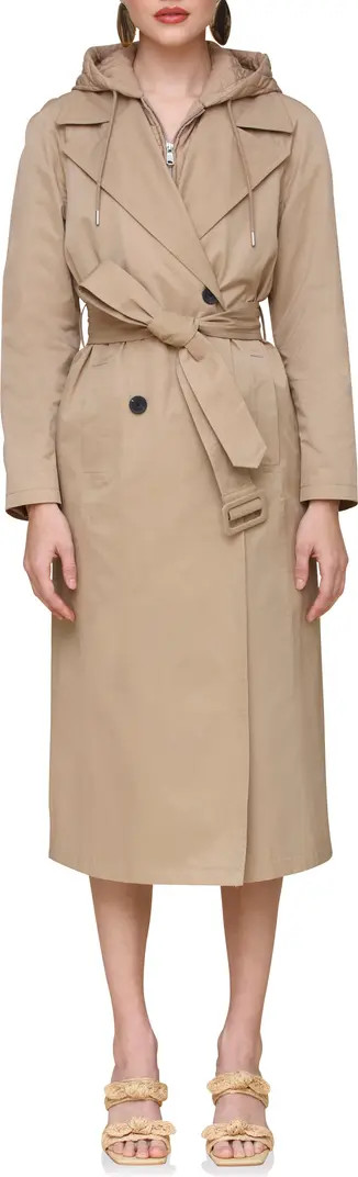 Maxi Trench Coat with Quilted Bib Hoodie | Nordstrom