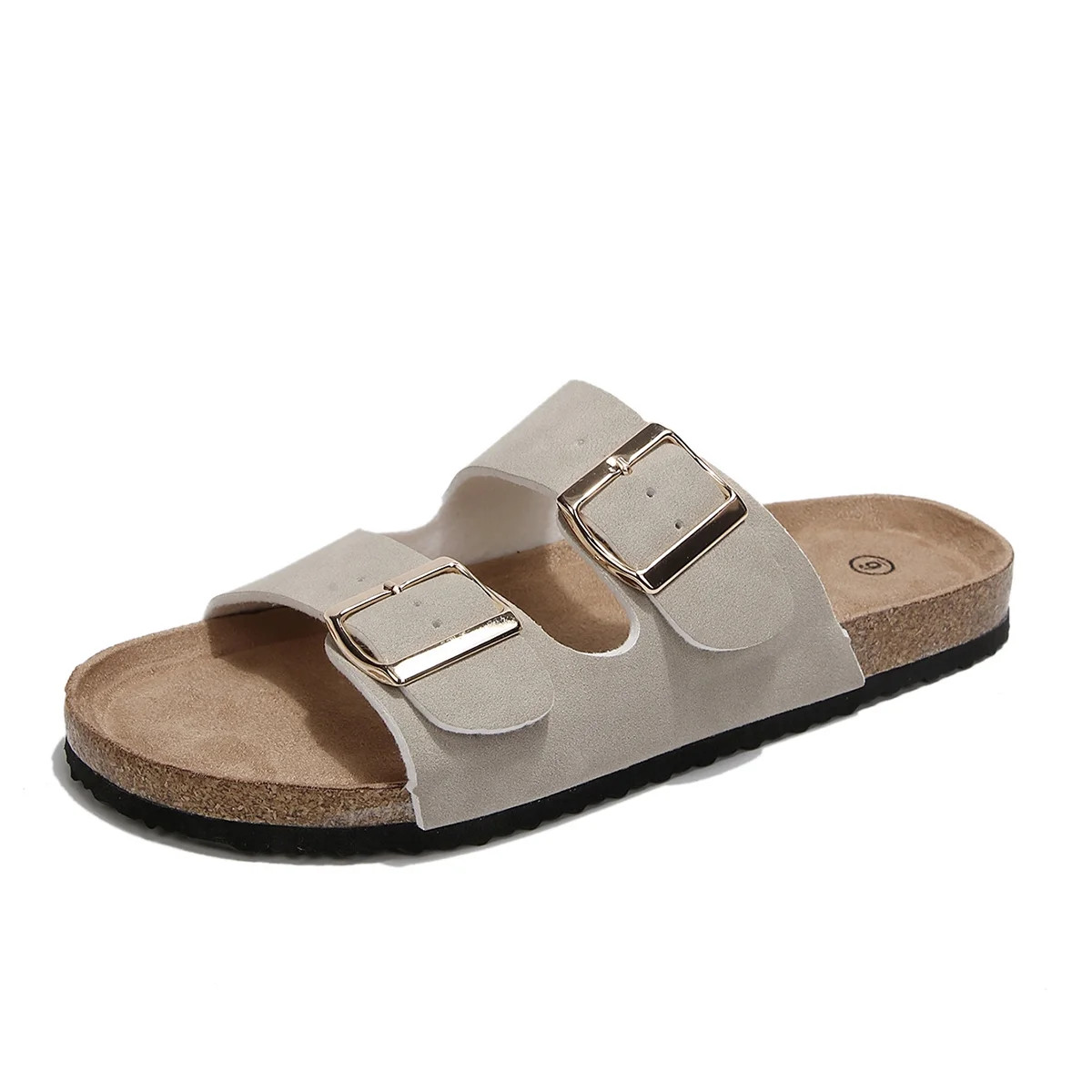 Rexoro Women Cork Footbed Comfort Sandals Slip On Slides Adjustable Double Buckle Strap Summer Be... | Walmart (US)