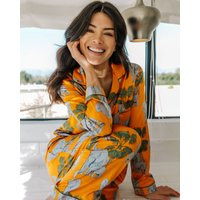 Elephant Print Satin Long Pyjama Set | Chelsea Peers NYC