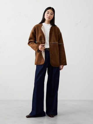 Reversible Vegan Suede Sherpa Jacket | Banana Republic Factory