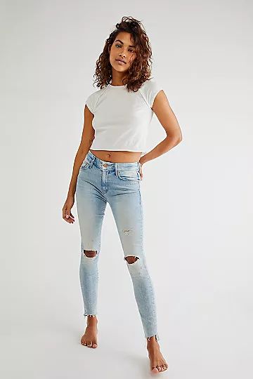 MOTHER The Looker Ankle Step Fray Jeans | Free People (Global - UK&FR Excluded)