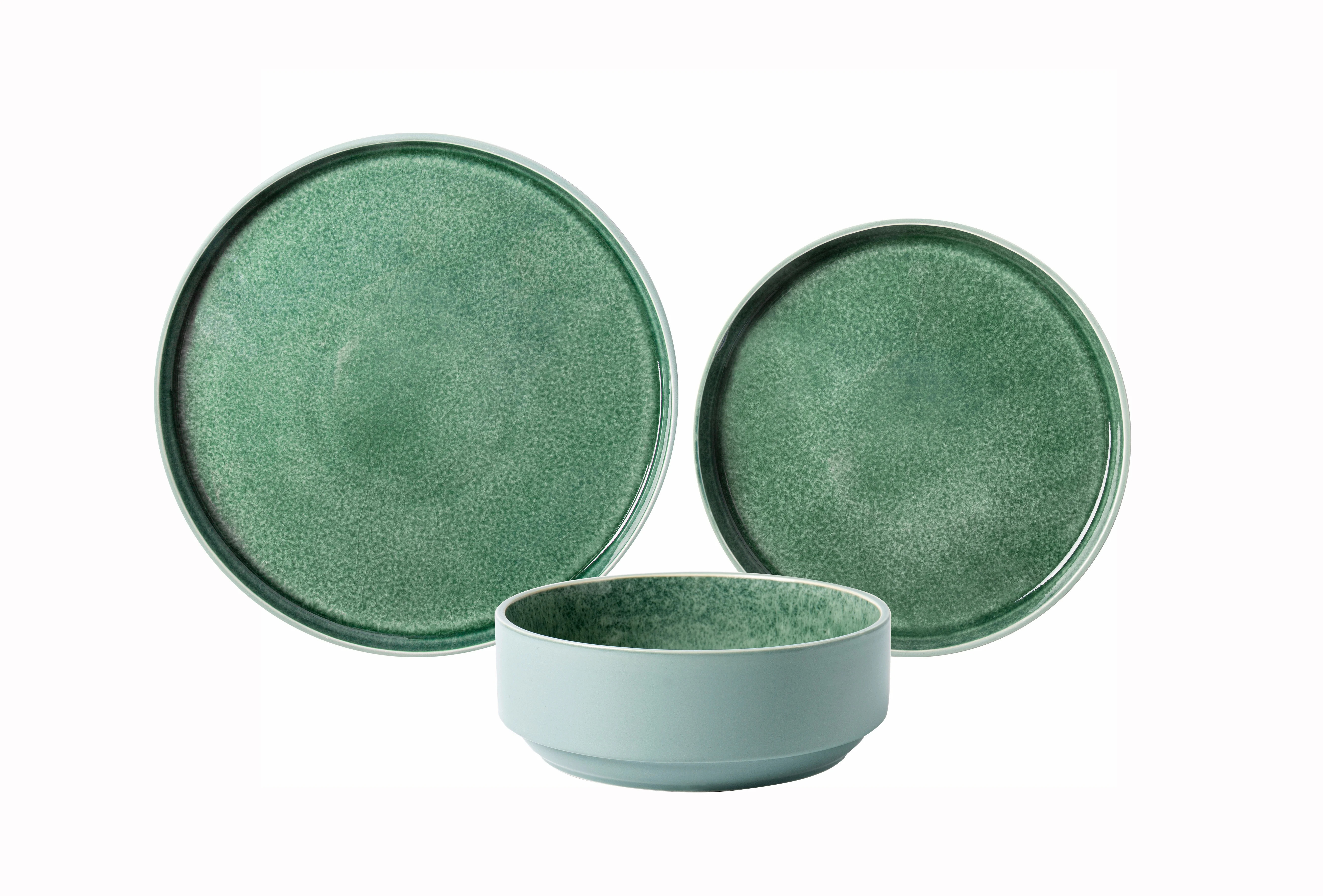 Better Homes & Gardens-Parker Green Stoneware 12-Piece Dinnerware Set | Walmart (US)