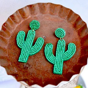 Cactus Earrings / Seed Bead Post / Statement Jewelry / Kitschy | Etsy | Etsy (US)