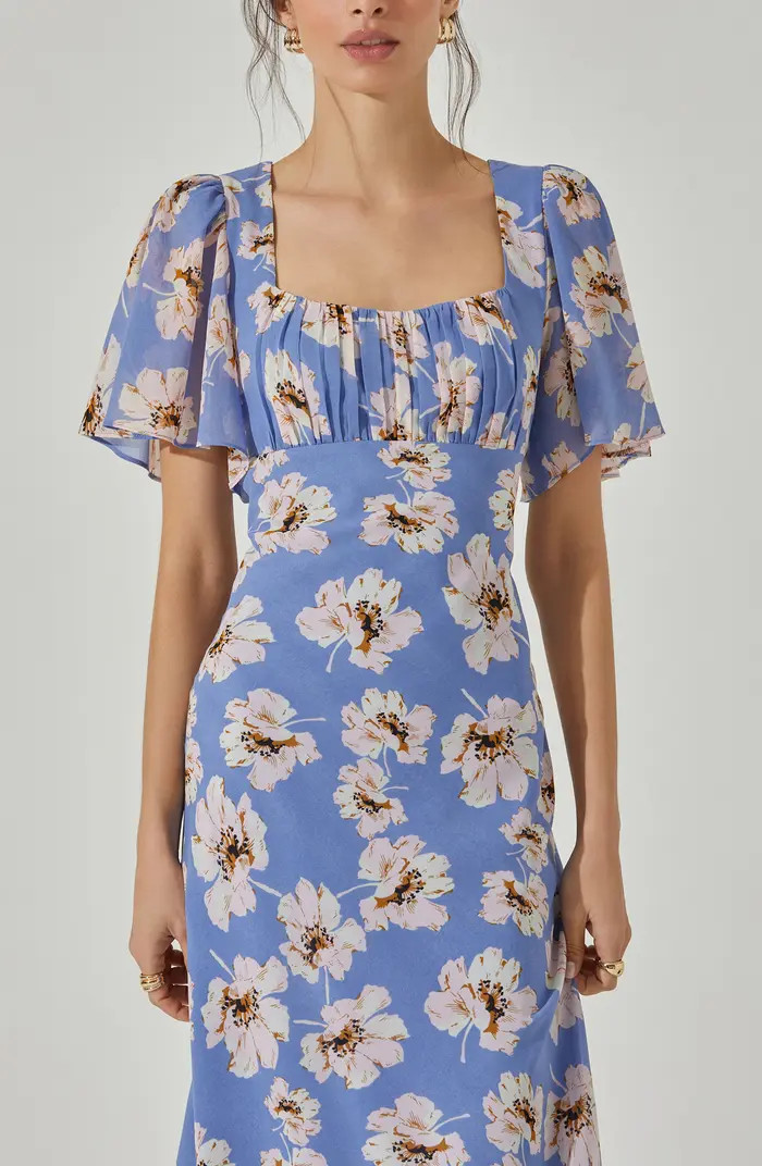 ASTR the Label Floral Tie Back Flutter Sleeve Dress | Nordstrom | Nordstrom