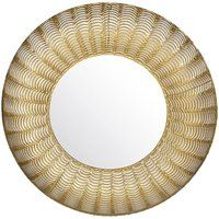 Oriental Glamour Round Wall Mirror 77 cm Decorative Metal Frame Gold Godhra | ManoMano UK