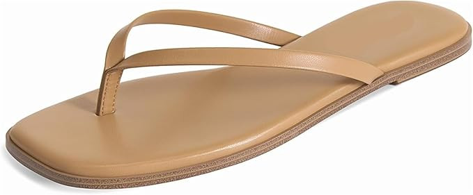 Women's Flip Flops Flip Flops For Women Comfortable Square Toe Beach Sandals Slip On Thong Flat S... | Amazon (UK)