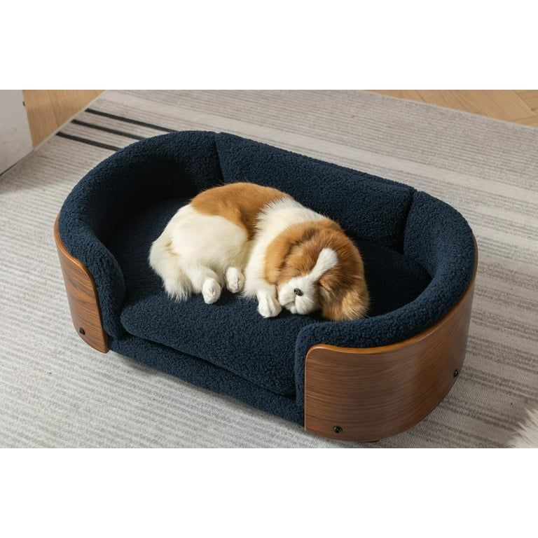 Pet Sofa Small Size, Scandinavian Style Elevated Dog Bed With Solid Wood legs and Bent Wood Back,... | Walmart (US)