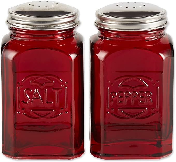 RSVP International Retro Glass Salt & Pepper Shaker | Stainless Steel Lids |, 8 oz, Red | Amazon (US)