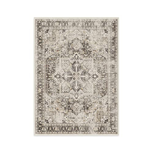Ruggable Washable 5x7 Area Rug, Kamran Hazel, Premium Vintage Rugs for Living Room, Bedroom, Kitchen, Office, Classroom with Gripper Non Slip Pad | Amazon (US)