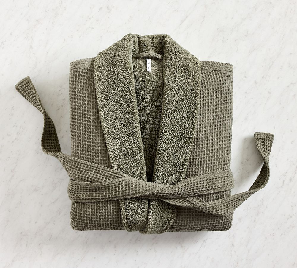 Waffle Weave Resort Robe, Loden, Small | Pottery Barn (US)