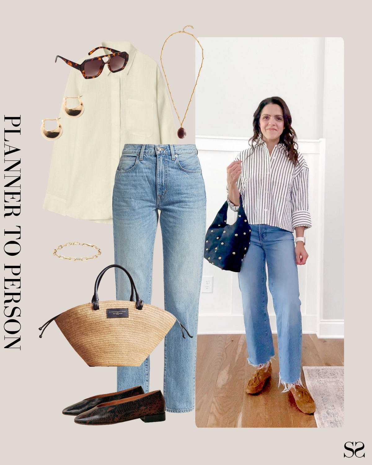 Planner to Person | Monthly outfit planner AUGUST: Summer looks, saved + styled outfit inspo | straight jean, butter yellow button up, raffia straw tote, ballet flats 

#summeroutfit #casualstyle #transitionalstyle #summertofall


#LTKStyleTip #LTKSeasonal