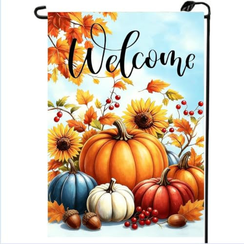 Fall Welcome Garden Flags for Outside 12x18 Double Sided Burlap | Amazon (US)
