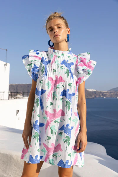 Pintuck Ruffle Mini- Macaw Blue | Oliphant Design