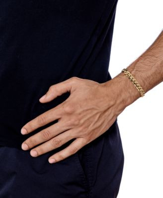 Men's Solid Cuban Link Bracelet in 14k Gold-Plated Sterling Silver | Macy's