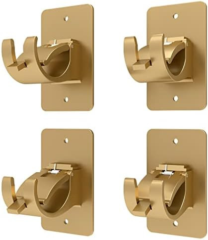 4 Pieces Self Adhesive Curtain Rod Bracket Universal Plastic Curtain Rod Holders, No Drill Curtai... | Amazon (US)
