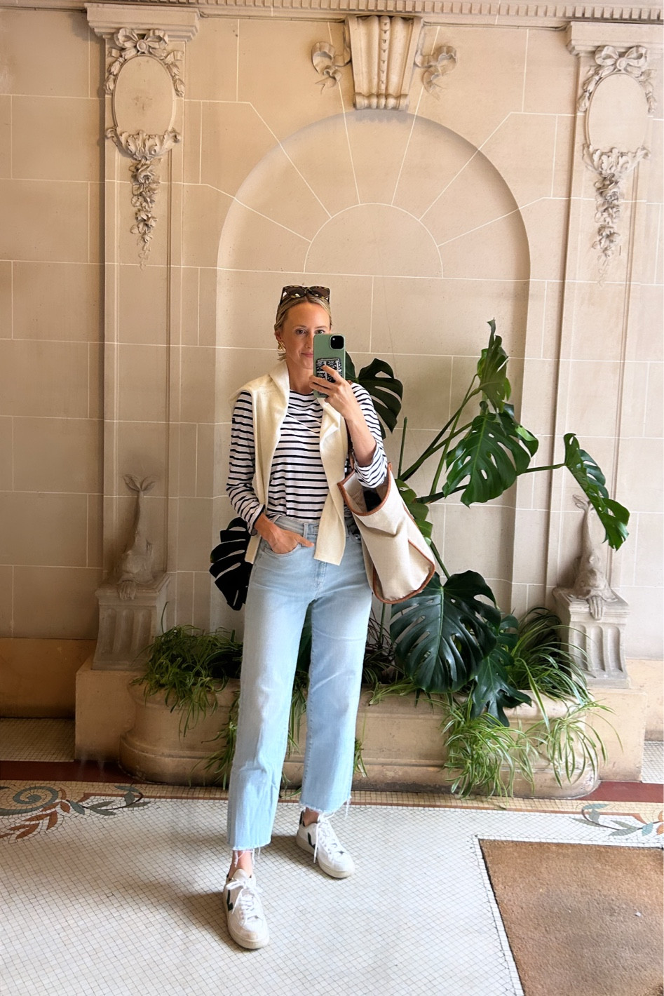 Paris look 3 / vejas, stripes, mother jeans, cashmere    A layered look

#LTKtravel #LTKstyletip #LTKshoecrush