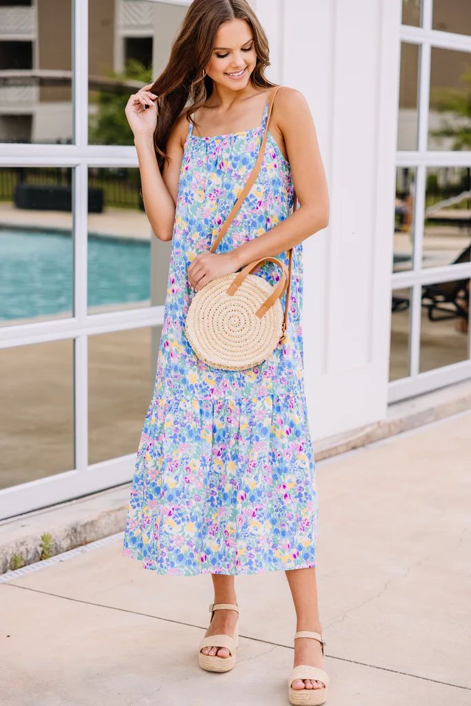 Go With It Pink Ditsy Floral Midi Dress | The Mint Julep Boutique