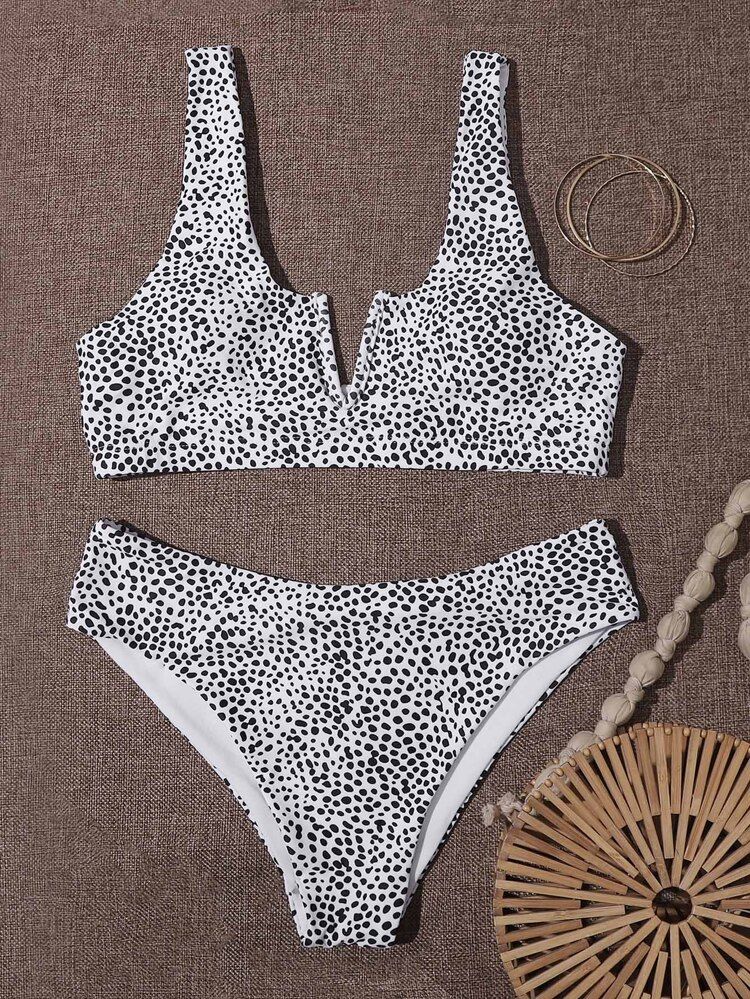 Dalmatian V Wired Bikini Swimsuit | SHEIN