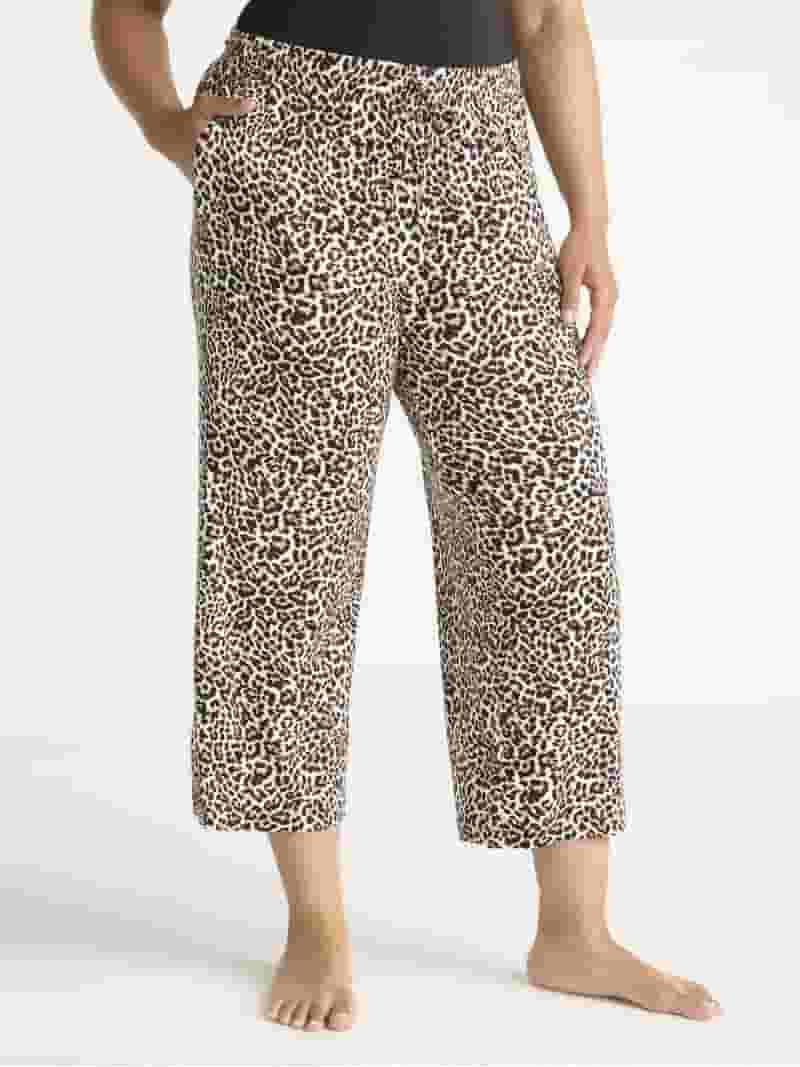 Joyspun Women’s Sleepwear Knit Cropped Pajama Pants, 25'' Inseam, Sizes S-3X | Walmart (US)