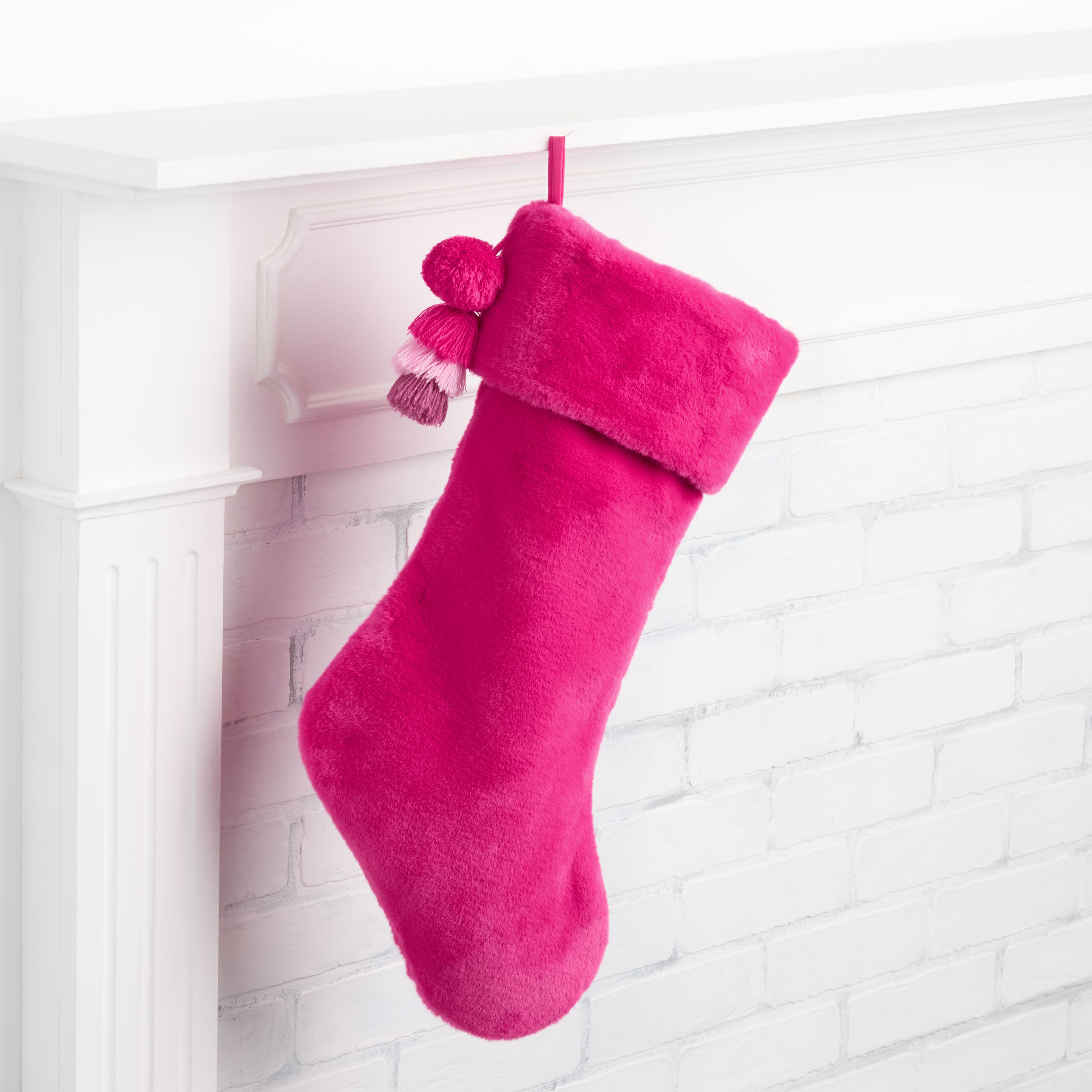 Plush Pom-Pom and Tassel Christmas Stocking | World Market