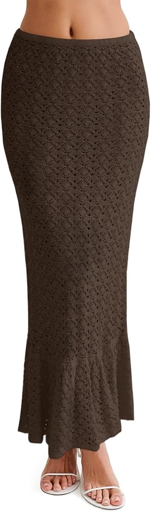 Saodimallsu Womens Crochet Cover Up Skirt High Waisted Sheer Knit Summer Swimsuit Coverup Beach F... | Amazon (US)