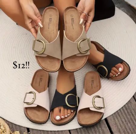 Temu Women's Buckle Strap Design Cork Slides, Stylish Open Toe Flat Summer Shoes, Comfy Outdoor Slide Sandals / Birkenstock dupe look alike 

#LTKFindsUnder50 #LTKShoeCrush #LTKSaleAlert