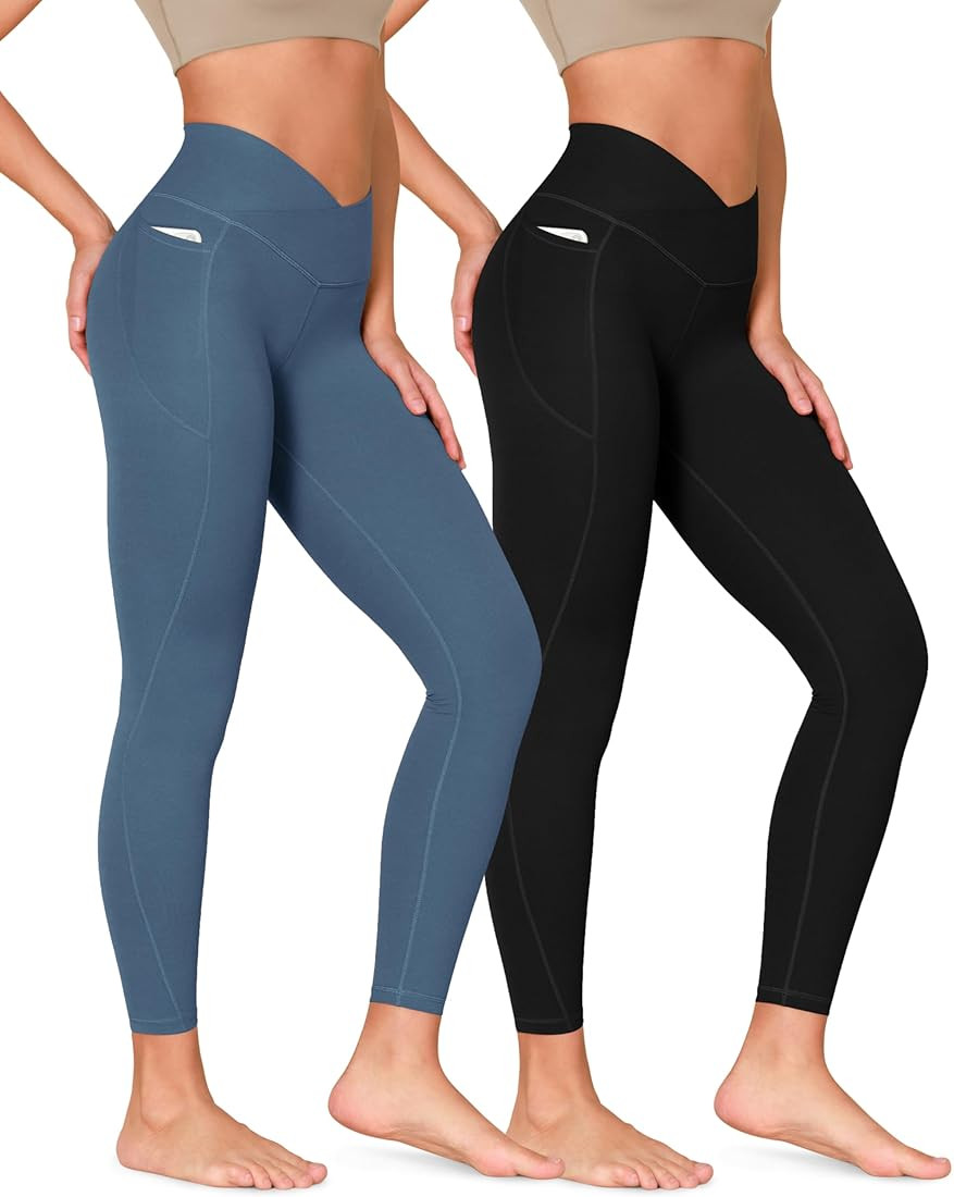ODODOS ODCLOUD 2-Pack Cross Waist 7/8 Leggings with Pockets for Women, 25" / 28" Buttery Soft Cro... | Amazon (US)