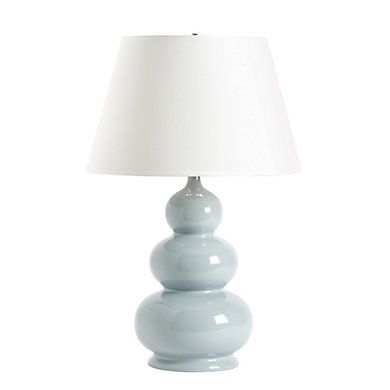 SK Triple Gourd Lamp & White Linen Shade with Brass Socket | Ballard Designs, Inc.