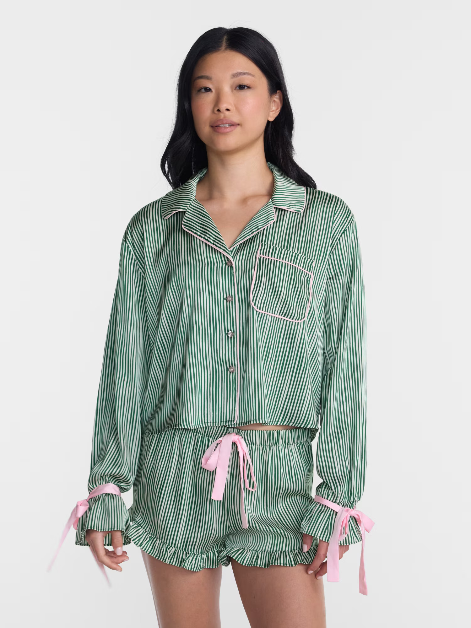 No Boundaries Holiday Satin Top and Shorts Sleepwear Set, 2 Piece, Women's XS-XXL | Walmart (US)
