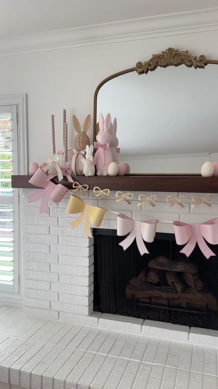 my water mantel decor! Lots of bows and flocked bunnies 

#LTKhome #LTKfamily #LTKSeasonal