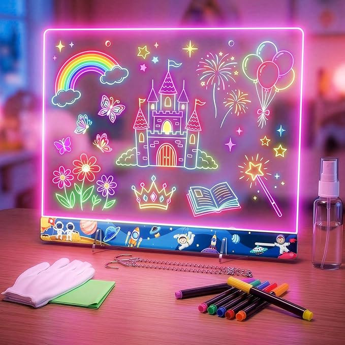 16" LumiBoard LED Drawing Board for Kids - 7 Colors & 10 Modes Rechargeable Acrylic LED Note Boar... | Amazon (US)