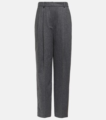 Pleated wool-blend straight pants | Mytheresa (DACH)