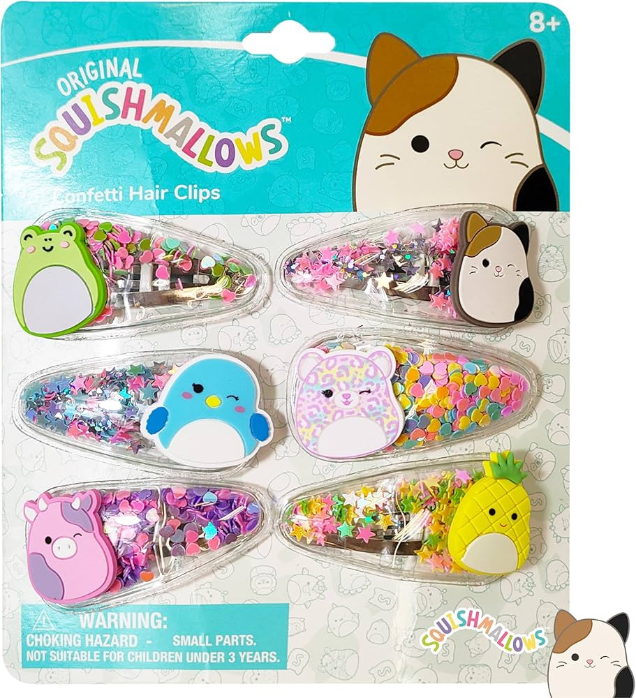 Luv Her Hair Accessories: 6pc Cute Squish Hair Clips with Favorite Character Charms for Girls and... | Amazon (US)