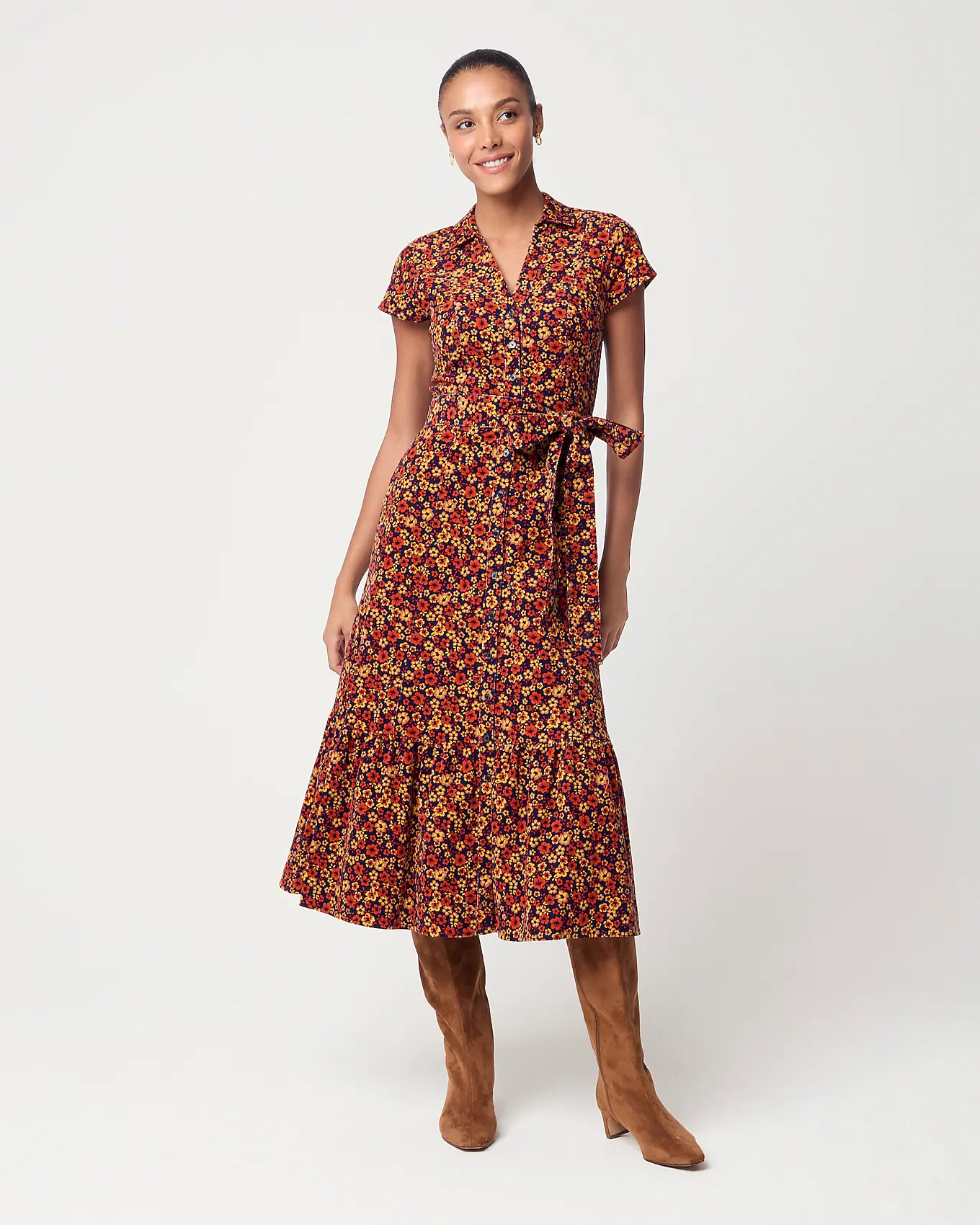 Printed corduroy shirt-dress | J.Crew Factory