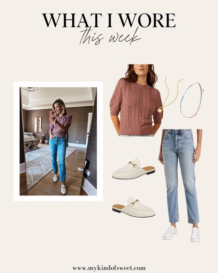 What I Wore this week! I love this Bloomingdale’s Open Stitch Sweater; it’s a great Spring piece. I’m wearing small. I paired it with these Loafer Mules for a comfy, stylish look! 

#LTKstyletip #LTKSeasonal