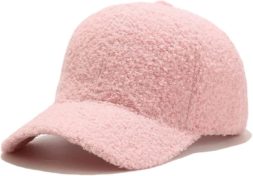 Avilego Winter Baseball Cap for Women Lamb Wool Solid Color Warm Baseball Cap for Outdoor Travel | Amazon (US)