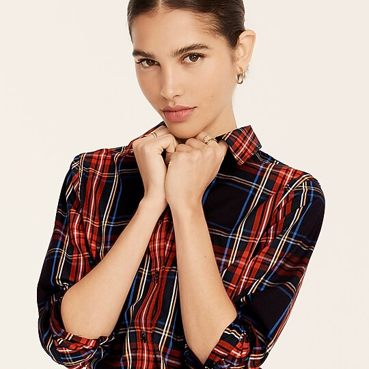 Slim-fit stretch cotton poplin shirt in Stewart tartan | J. Crew US