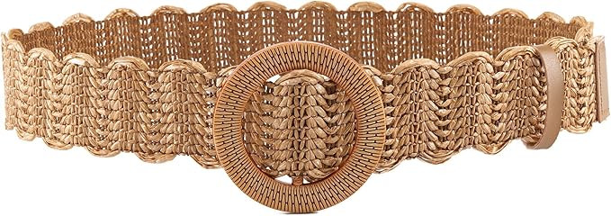 Ayliss Straw Woven Elastic Stretch Waist Belt Fashion Women Skinny Dress Belt Waist Dress Band St... | Amazon (US)