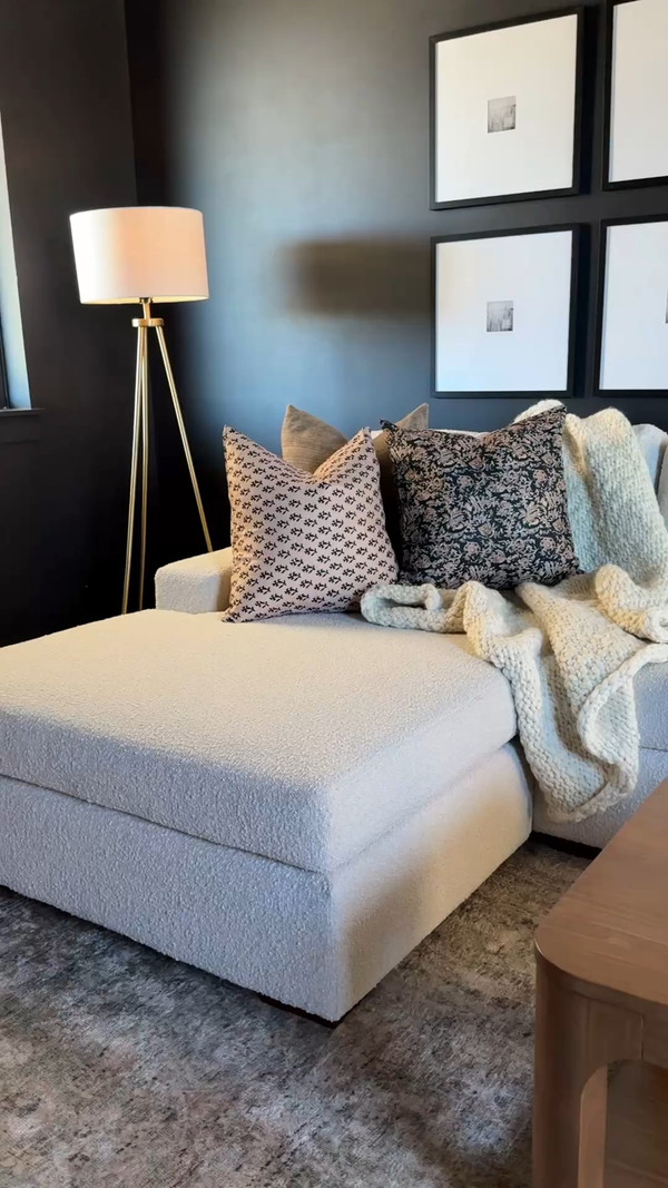 We’ve had this Albany Park bouclé sectional in our black media room for over a year…
